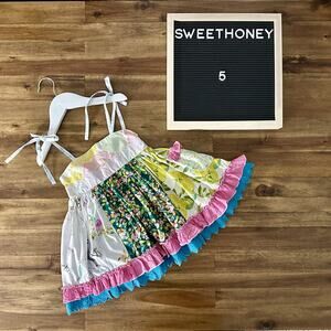 NEW SweetHoney Sleeveless Floral Ruffle Lace Ride Along Quirky Tunic Top 5